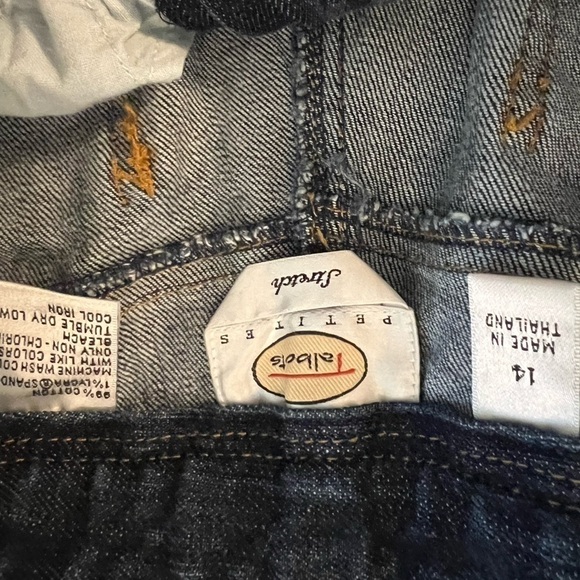 Talbots Dark Wash Denim Jeans Size 14 Petite With Stretch, Wide Leg Trousers - Picture 8 of 9
